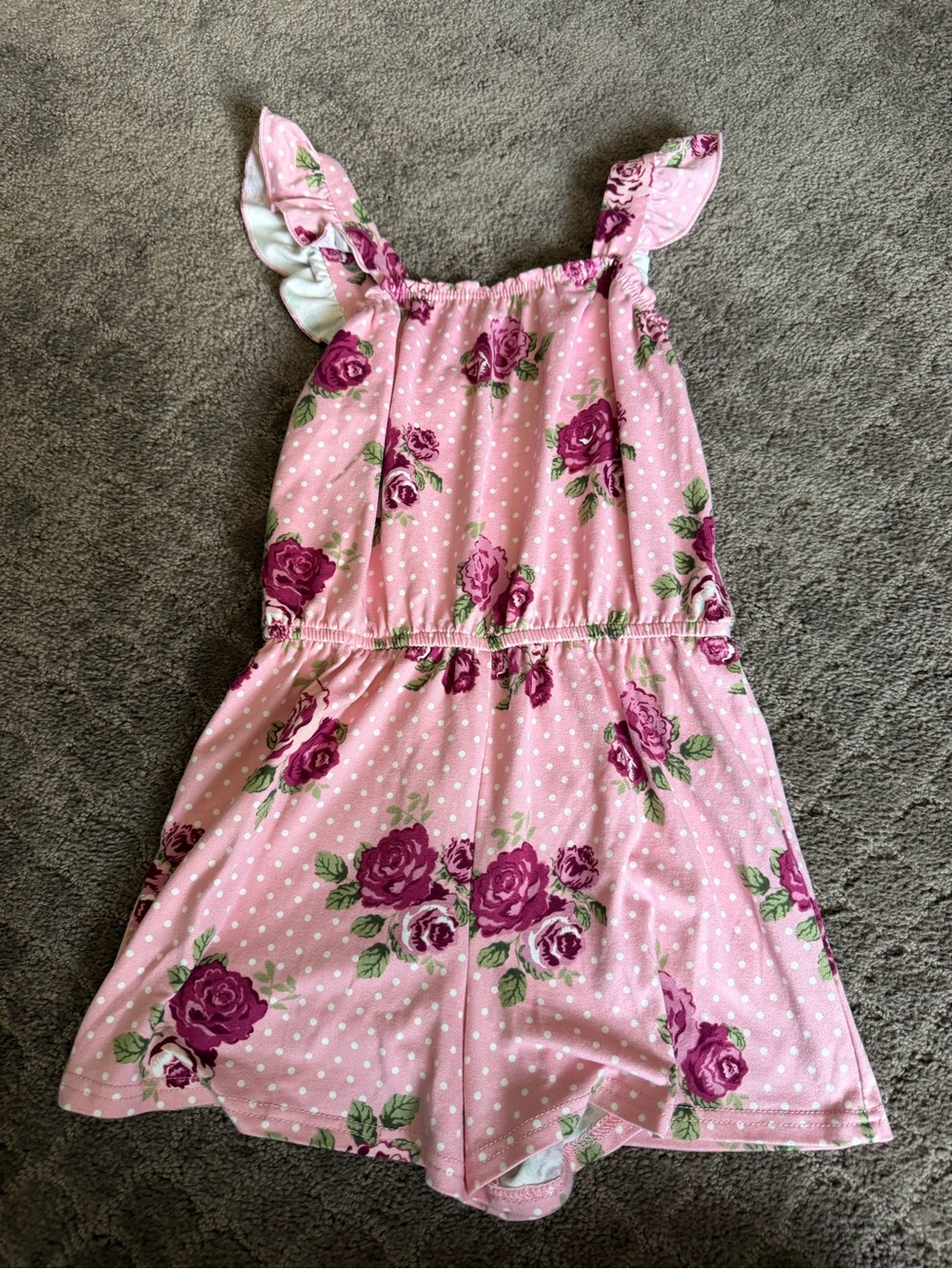 Lily Bleu Pink Floral Polka Dot Girls Romper